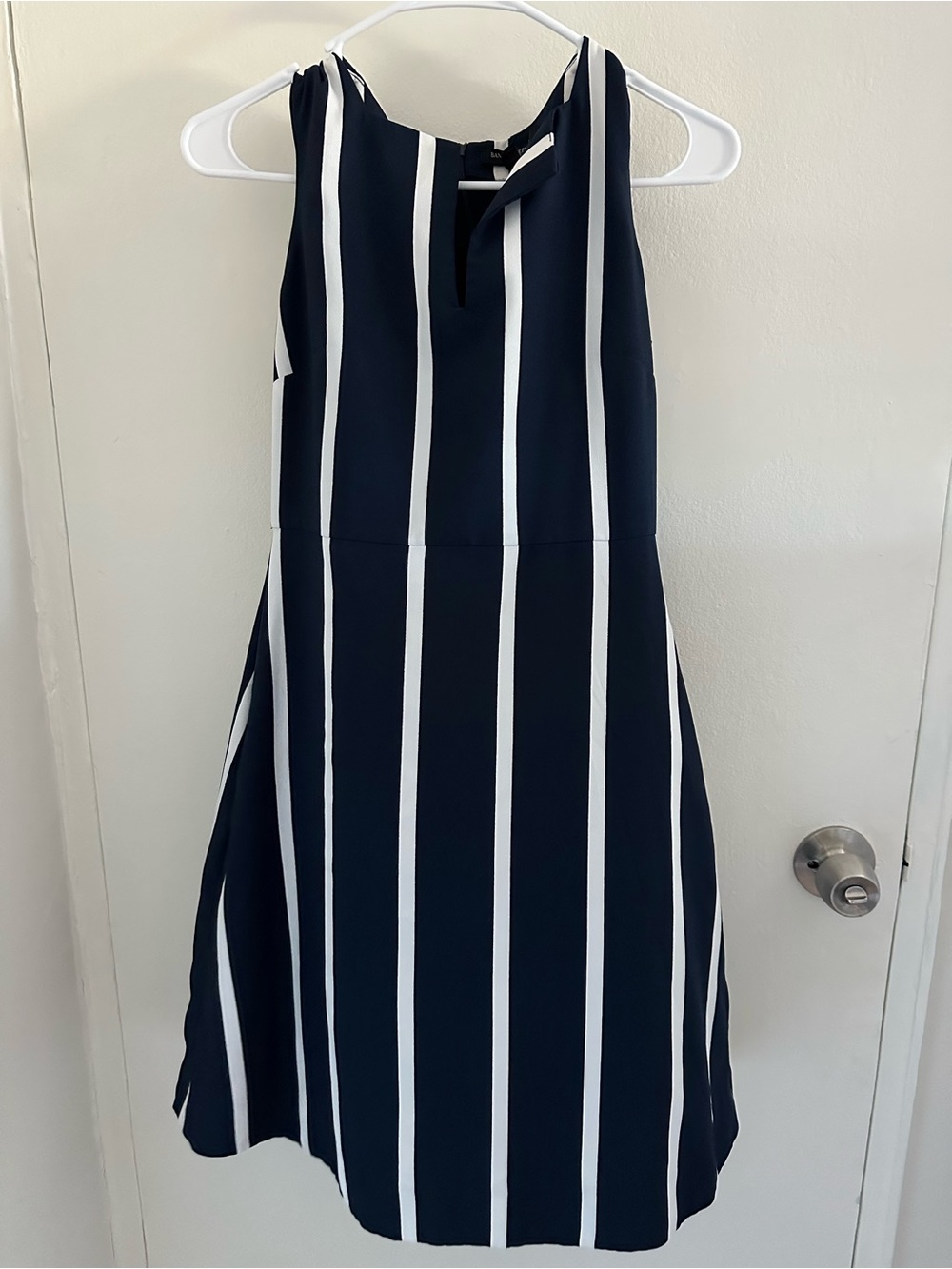 Banana Republic Navy & White Striped Dress